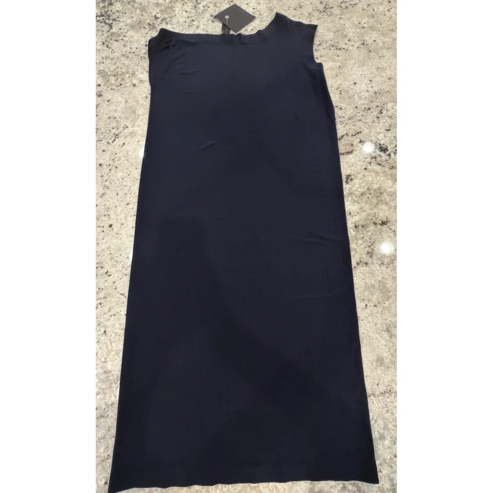 Norma Kamali Drop Shoulder Dress Size S‎ Midnight Blue NWT